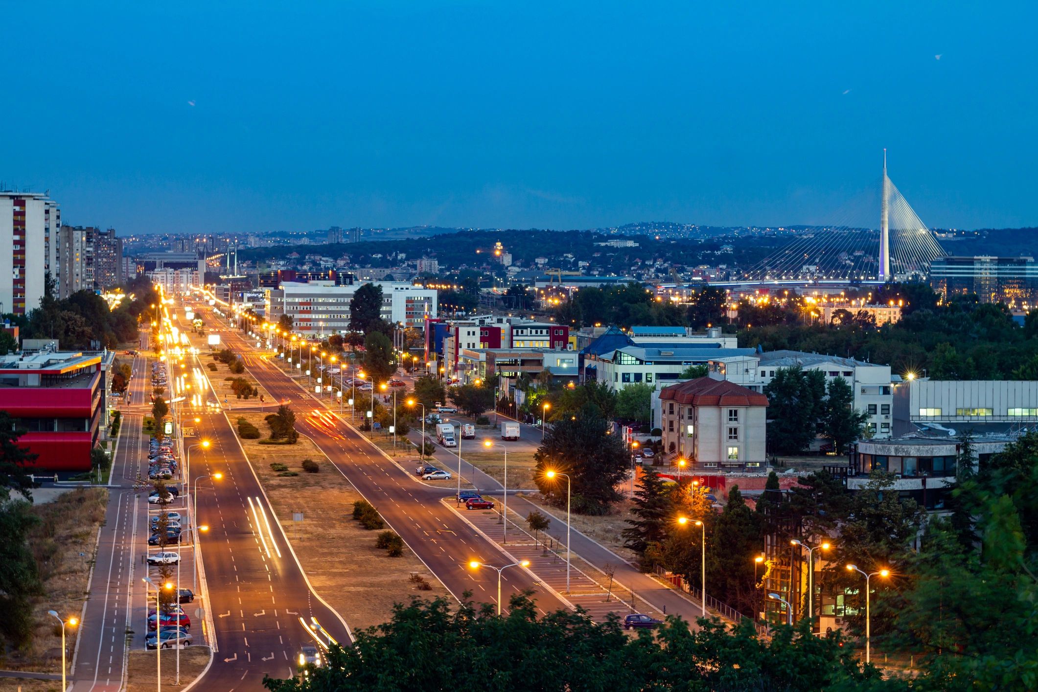 Belgrade street at dusk