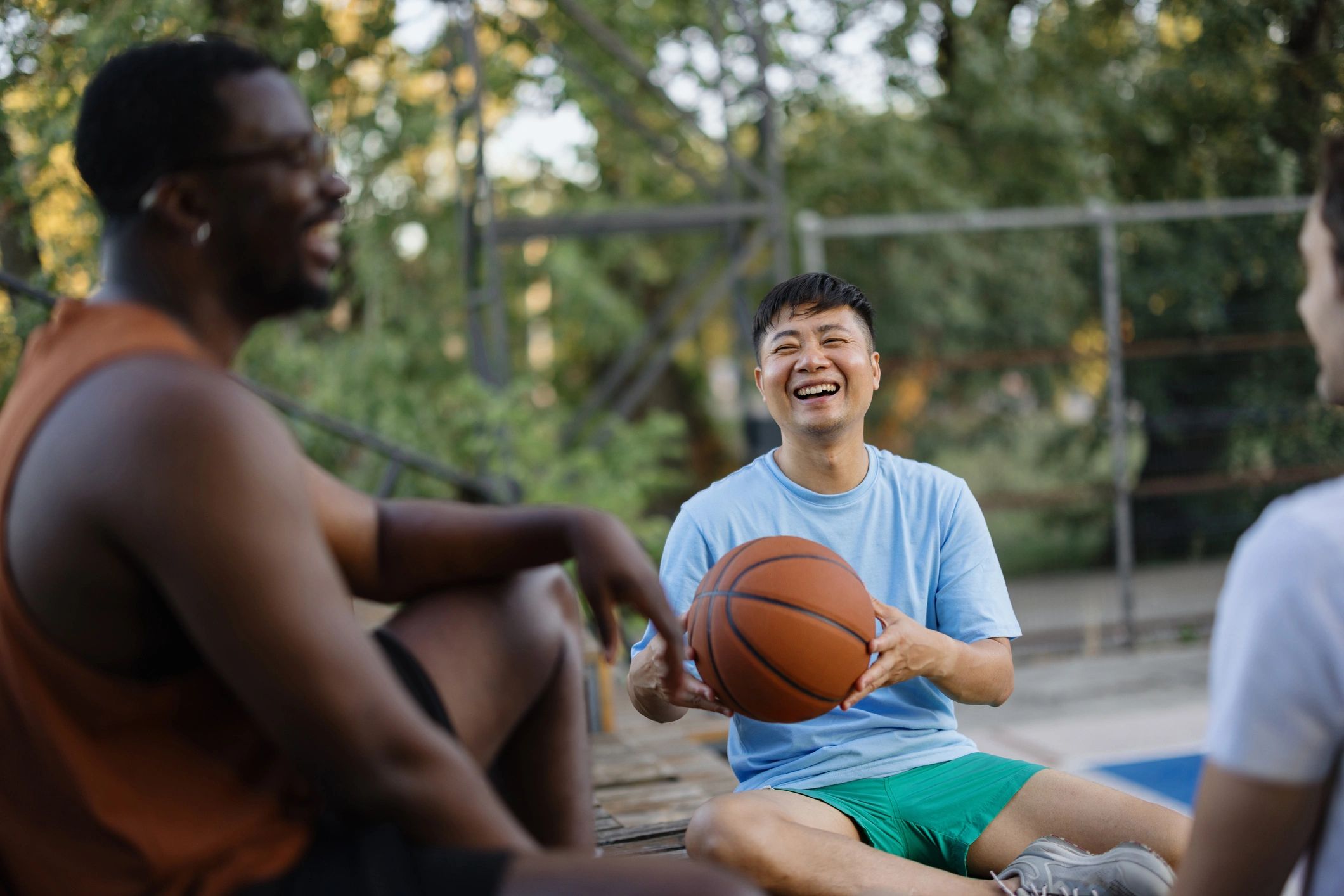 Friends enjoying an outdoor cultural gathering