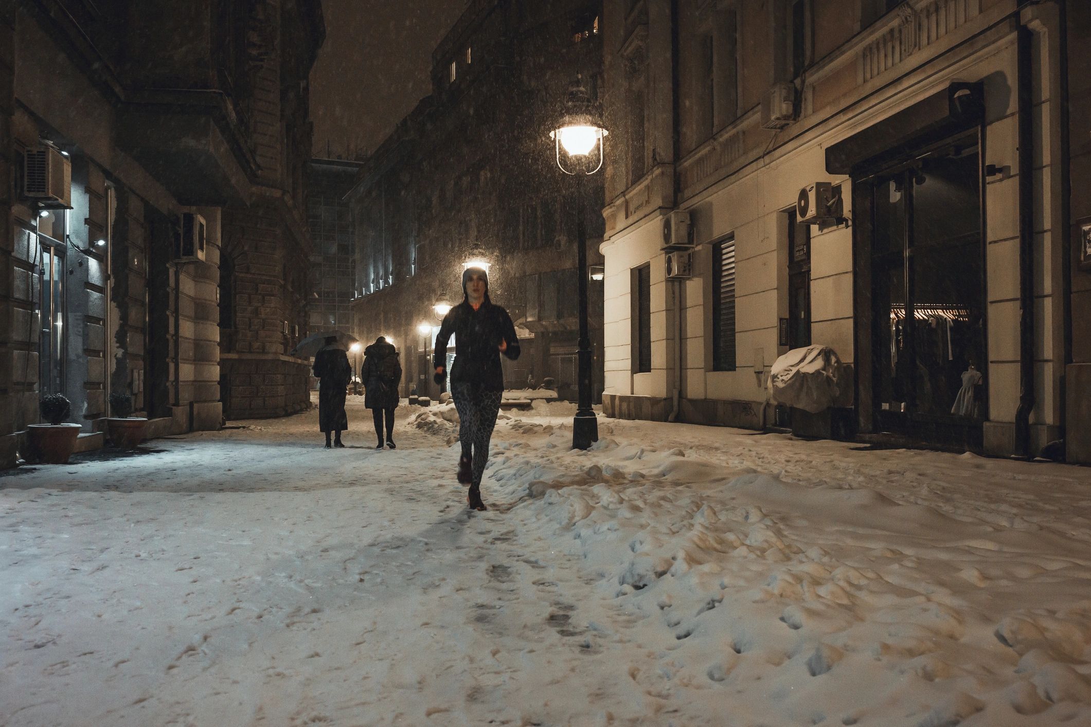 Belgrade street scene at night